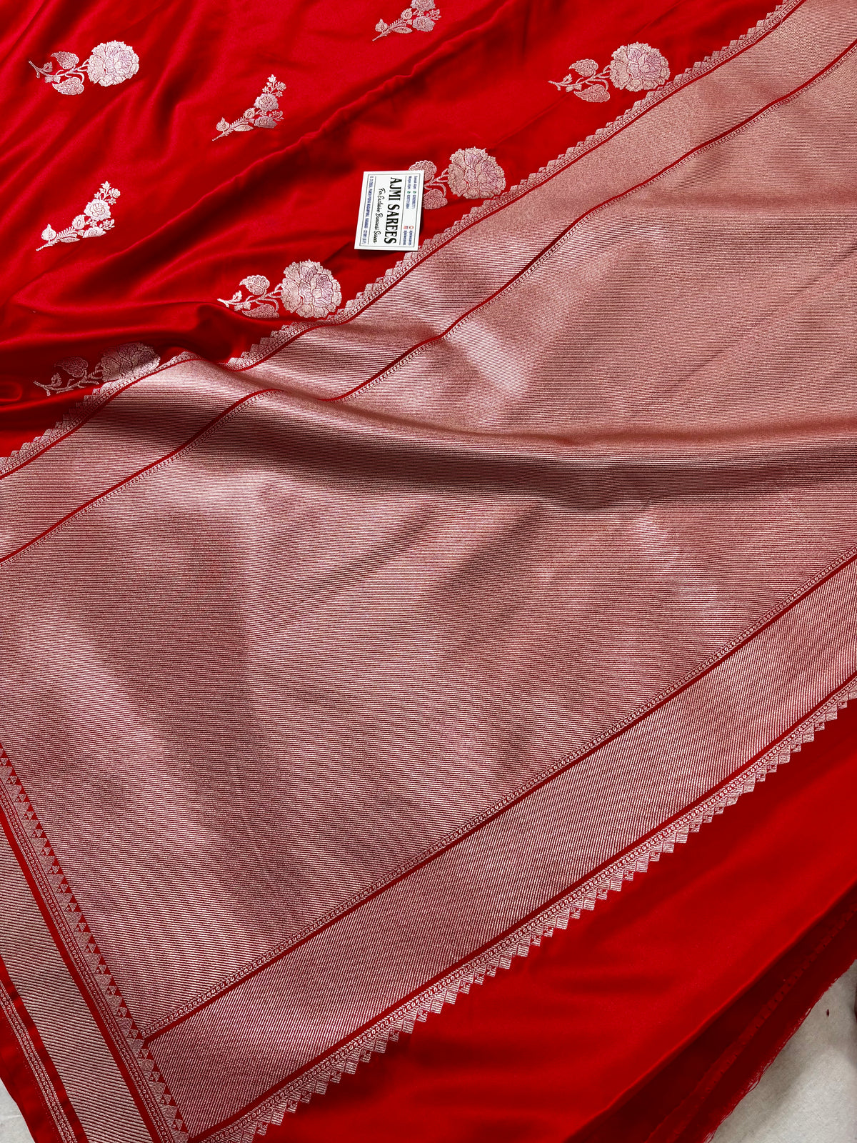 Bridal Red Mashru Katan Silk Banarasi Saree