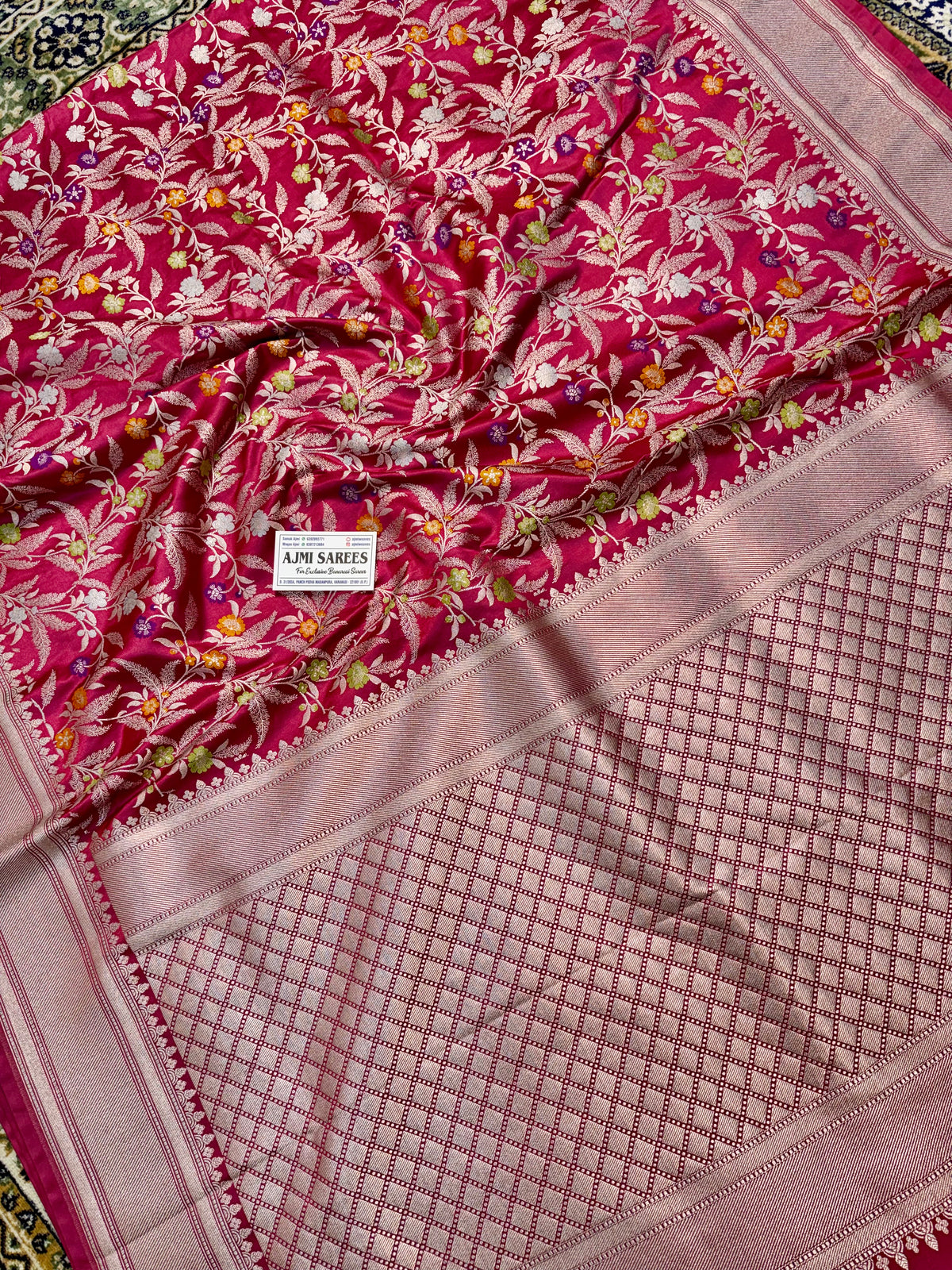 Premium Mashru Katan Silk Banarasi Saree – Contrast Purple Blouse Banarasi Saree