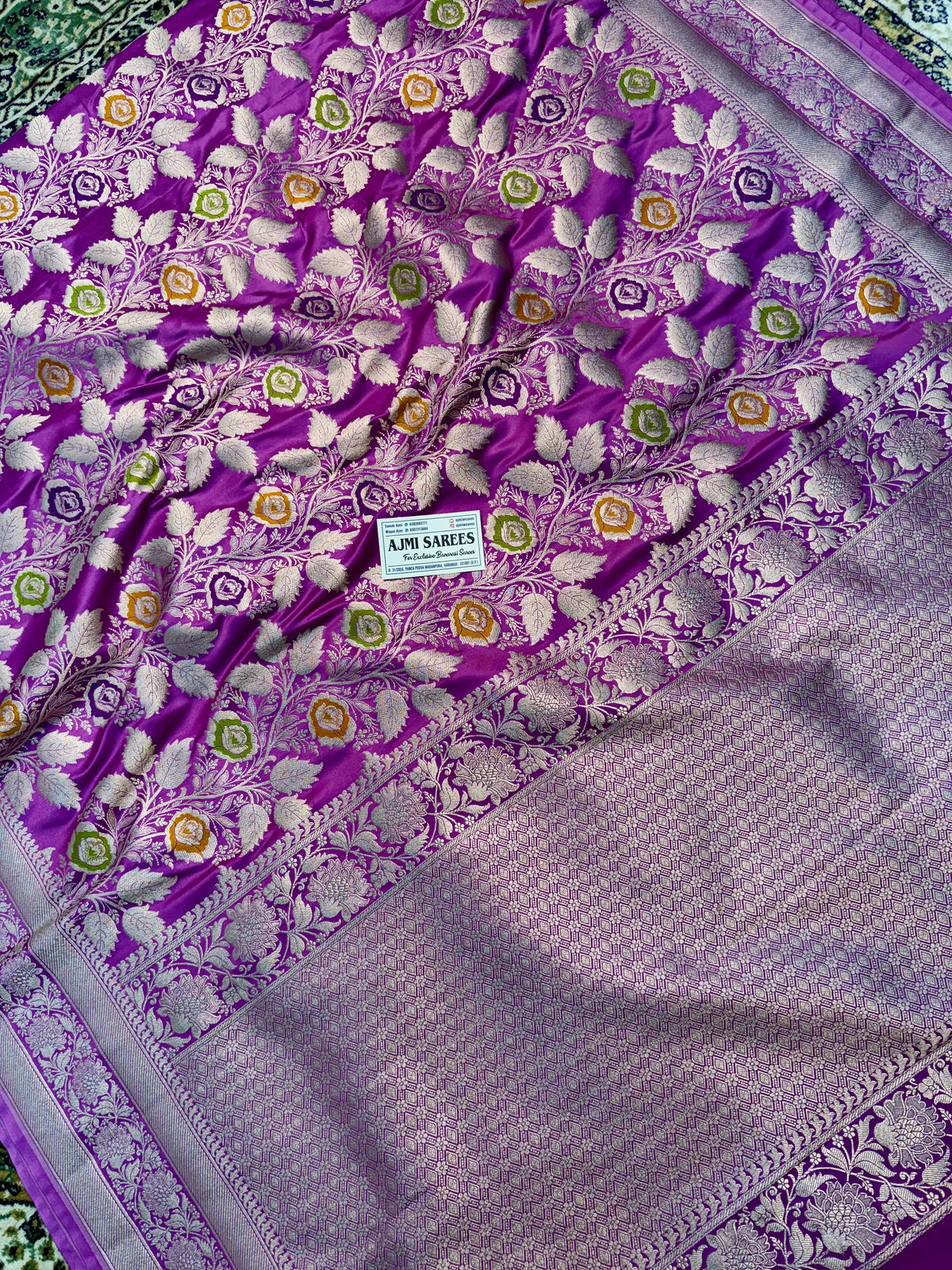 Premium Mashru Katan Silk Banarasi Saree – Lavender with Golden Zari Banarasi Saree