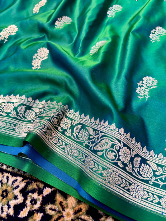 Premium Emerald Green Mashru Katan Silk Banarasi Saree Banarasi Saree