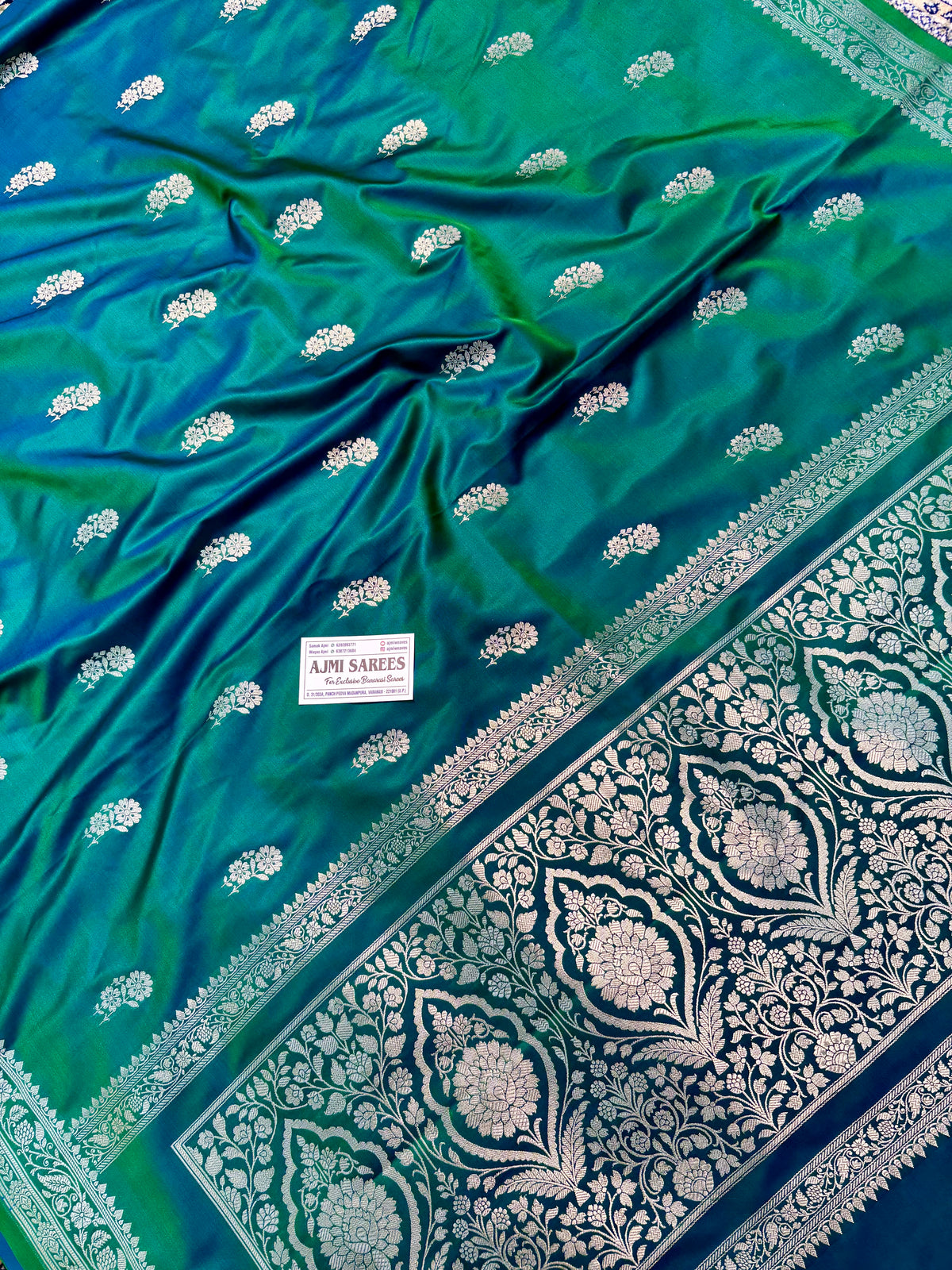 Premium Emerald Green Mashru Katan Silk Banarasi Saree Banarasi Saree