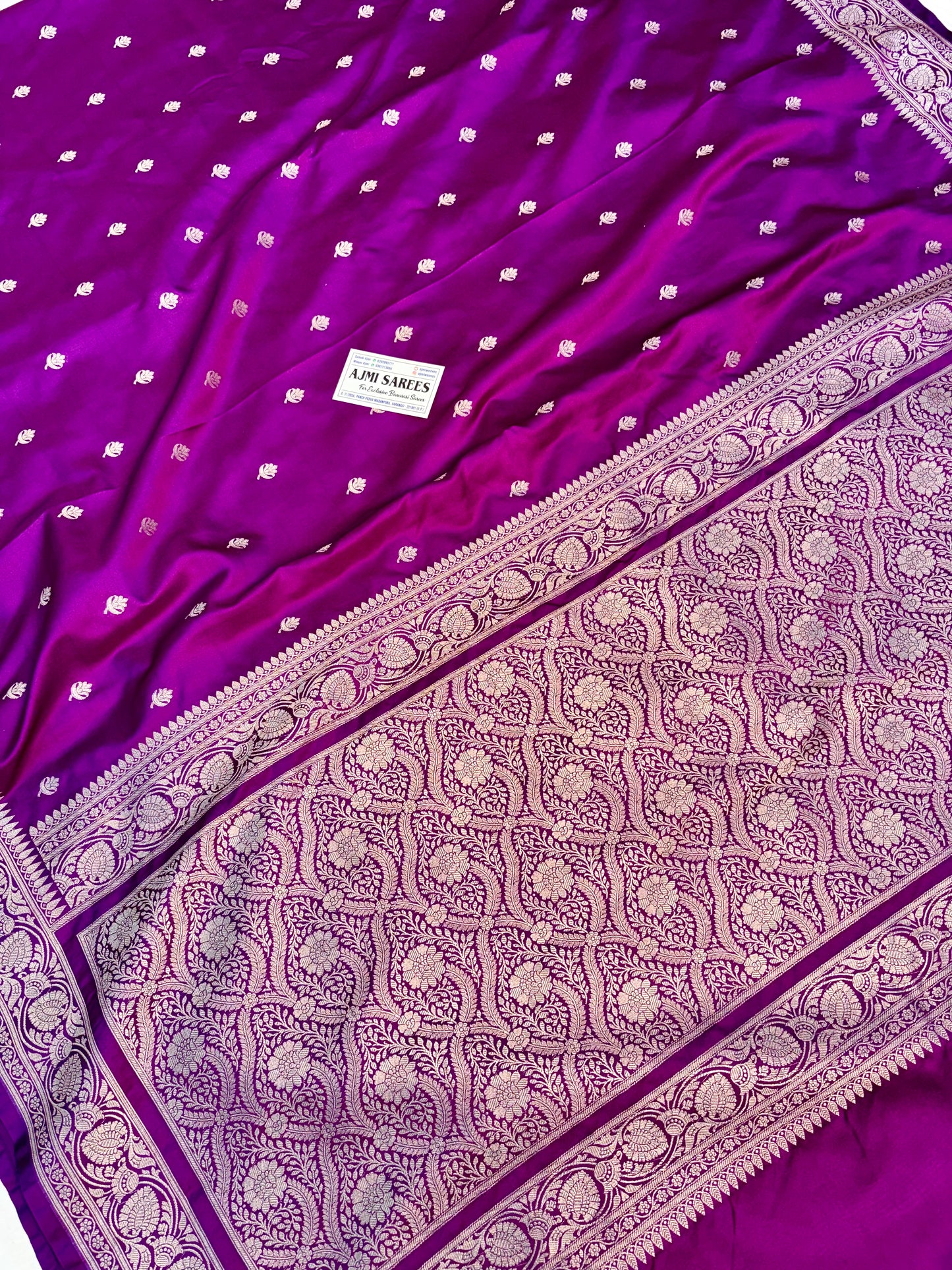 Magenta wedding Banarasi saree with rich golden zari border
