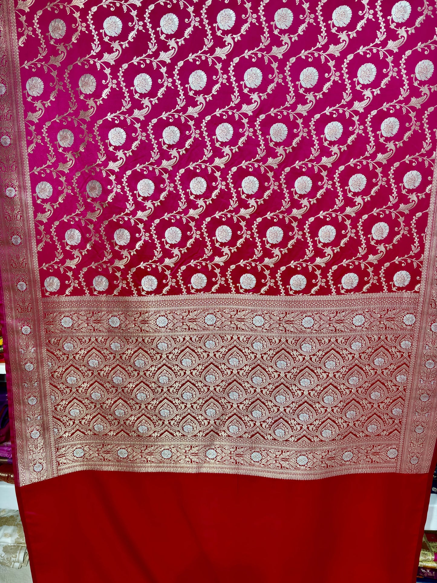 Premium Mashru Katan Silk Banarasi Saree In Dual Tone Bridal Saree