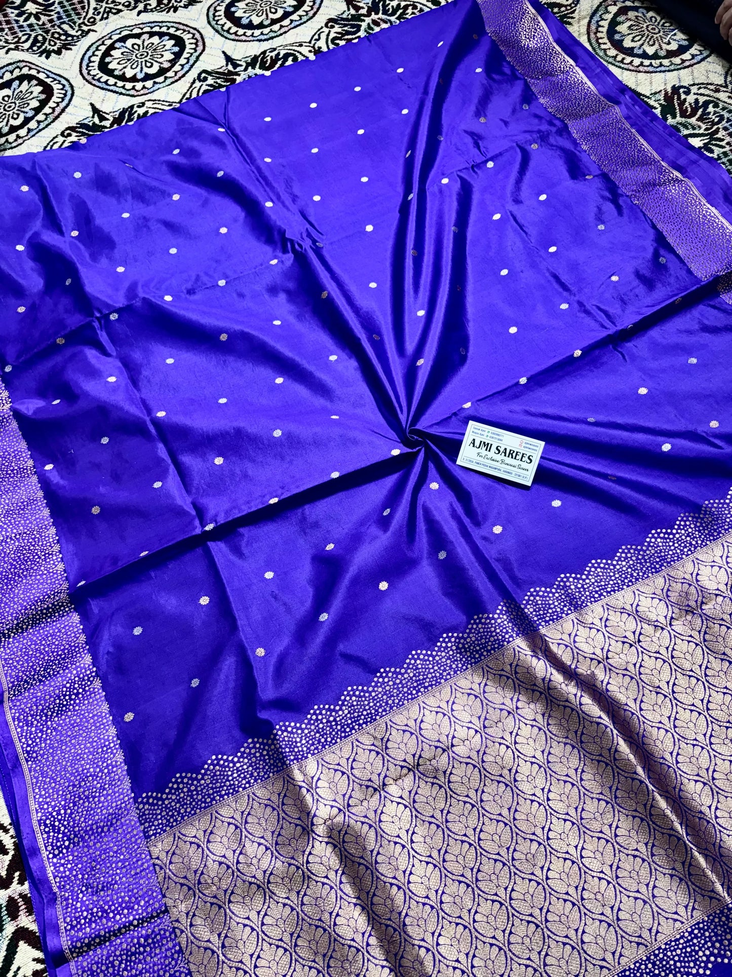 100% Pure Mango Silk Handloom Banarasi Saree All Over Kadwa Motifs Pure Mango Silk Banarasi Sarees