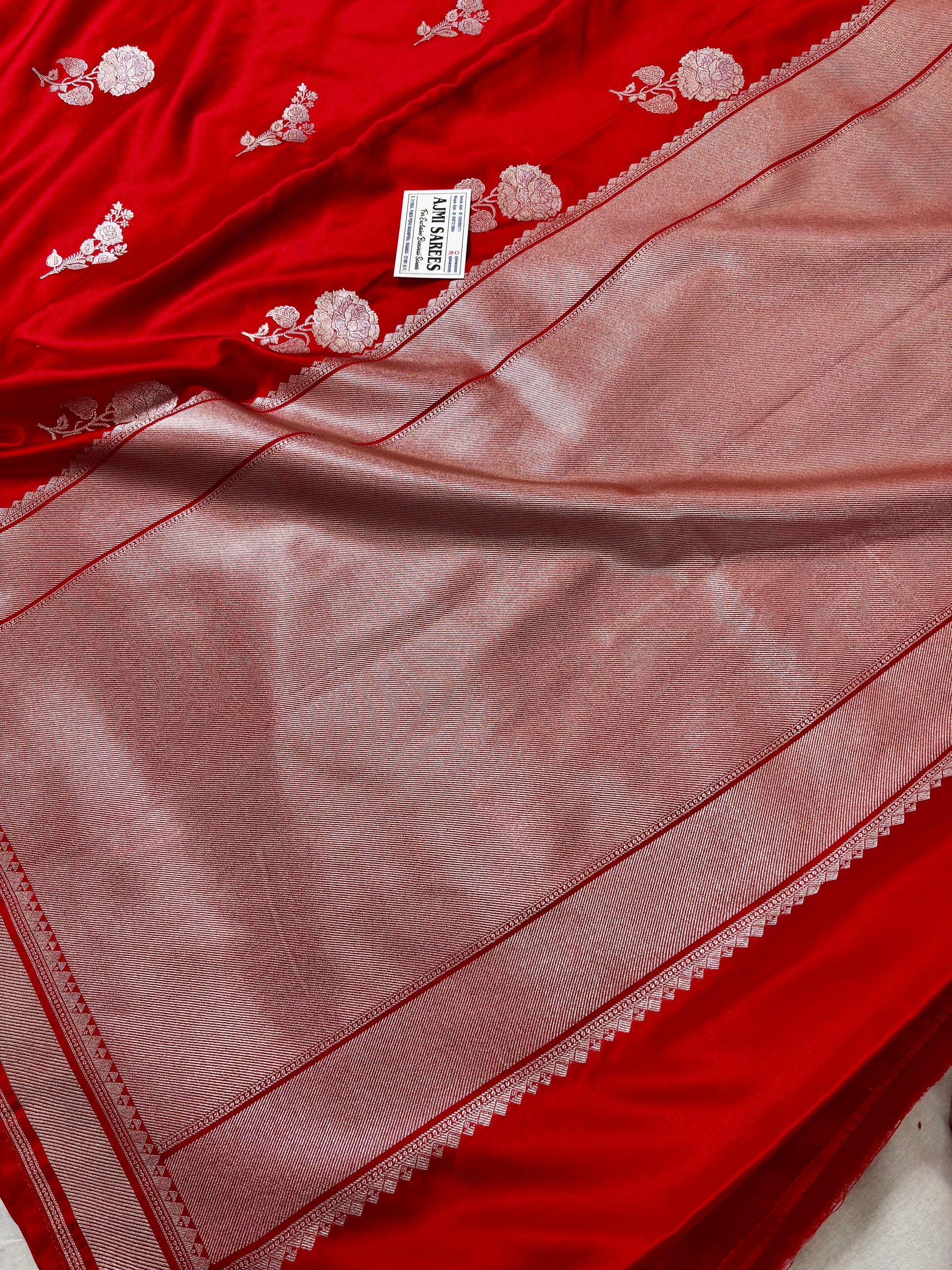 Bridal Red Mashru Katan Silk Banarasi Saree