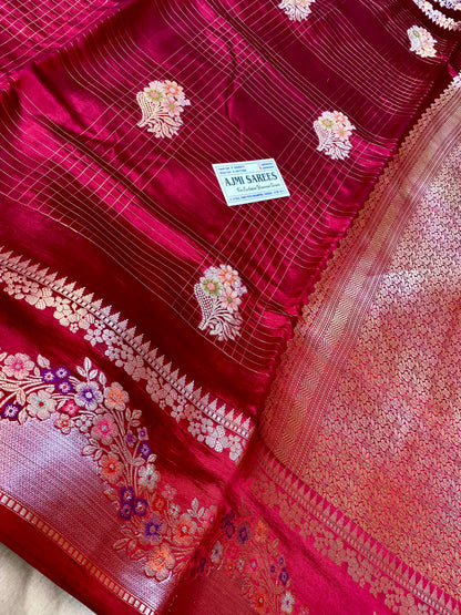 Wine 100% pure Mango Silk Banarasi saree with Tilfi zari border