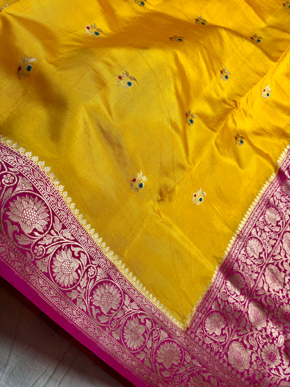 Kadwa woven meenakari buti saree premium silk drape