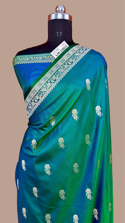Premium Emerald Green Mashru Katan Silk Banarasi Saree Banarasi Saree