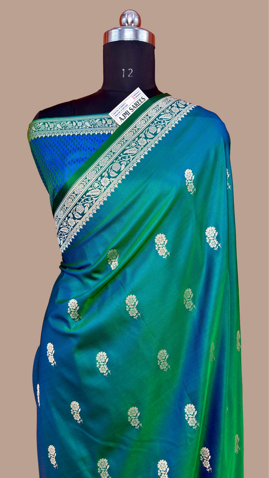 Premium Emerald Green Mashru Katan Silk Banarasi Saree Banarasi Saree