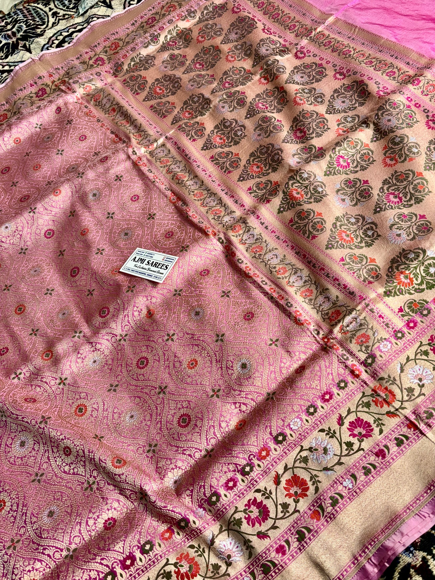 Luxury Pure Katan Silk Banarasi Saree in Baby Pink for Wedding Wear