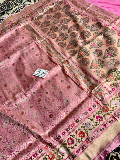 Luxury Pure Katan Silk Banarasi Saree in Baby Pink for Wedding Wear