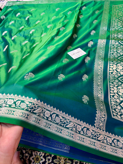 Premium Emerald Green Mashru Katan Silk Banarasi Saree Banarasi Saree