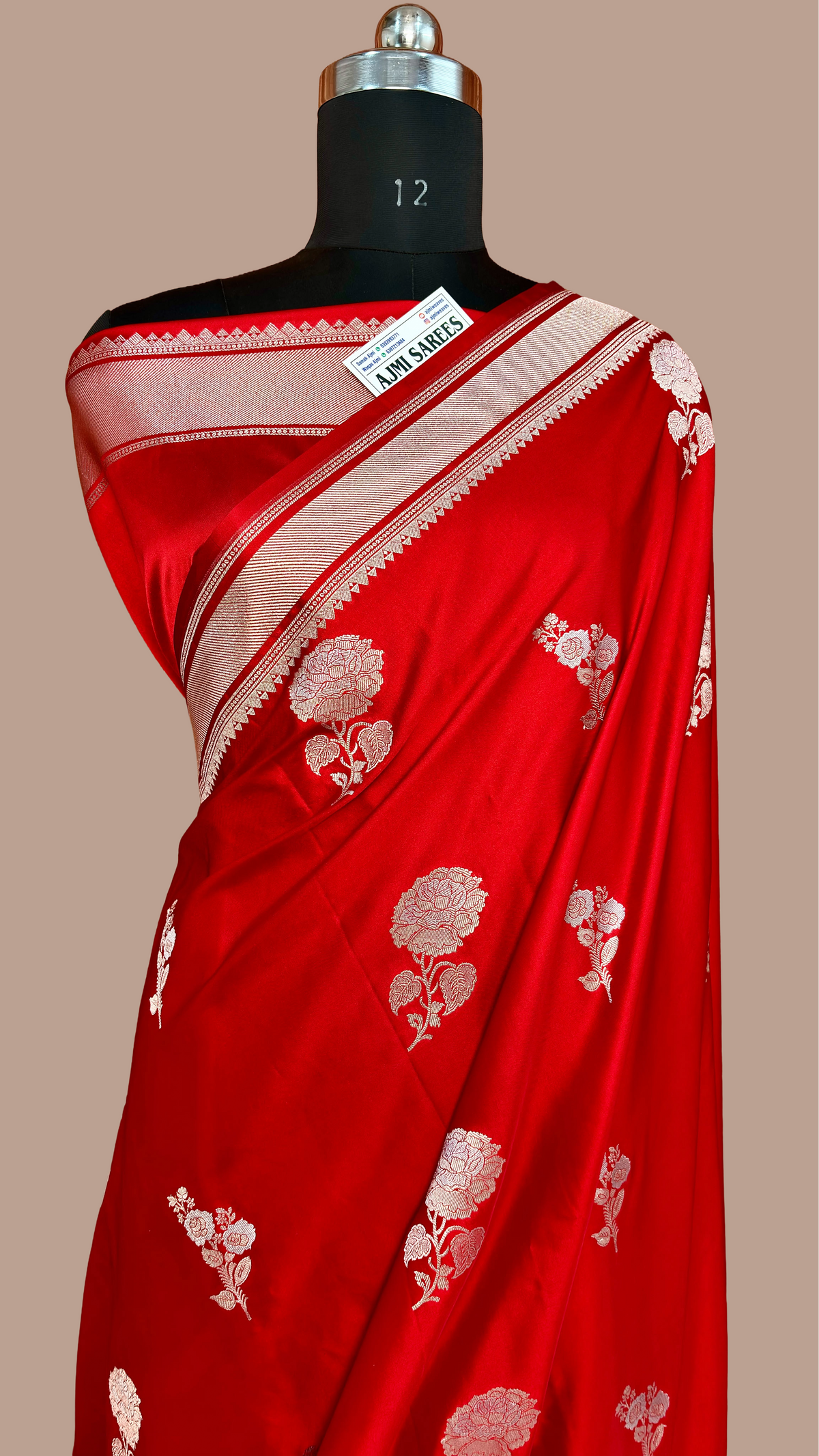 Luxury Red Sona Rupa Buta Banarasi Silk Saree