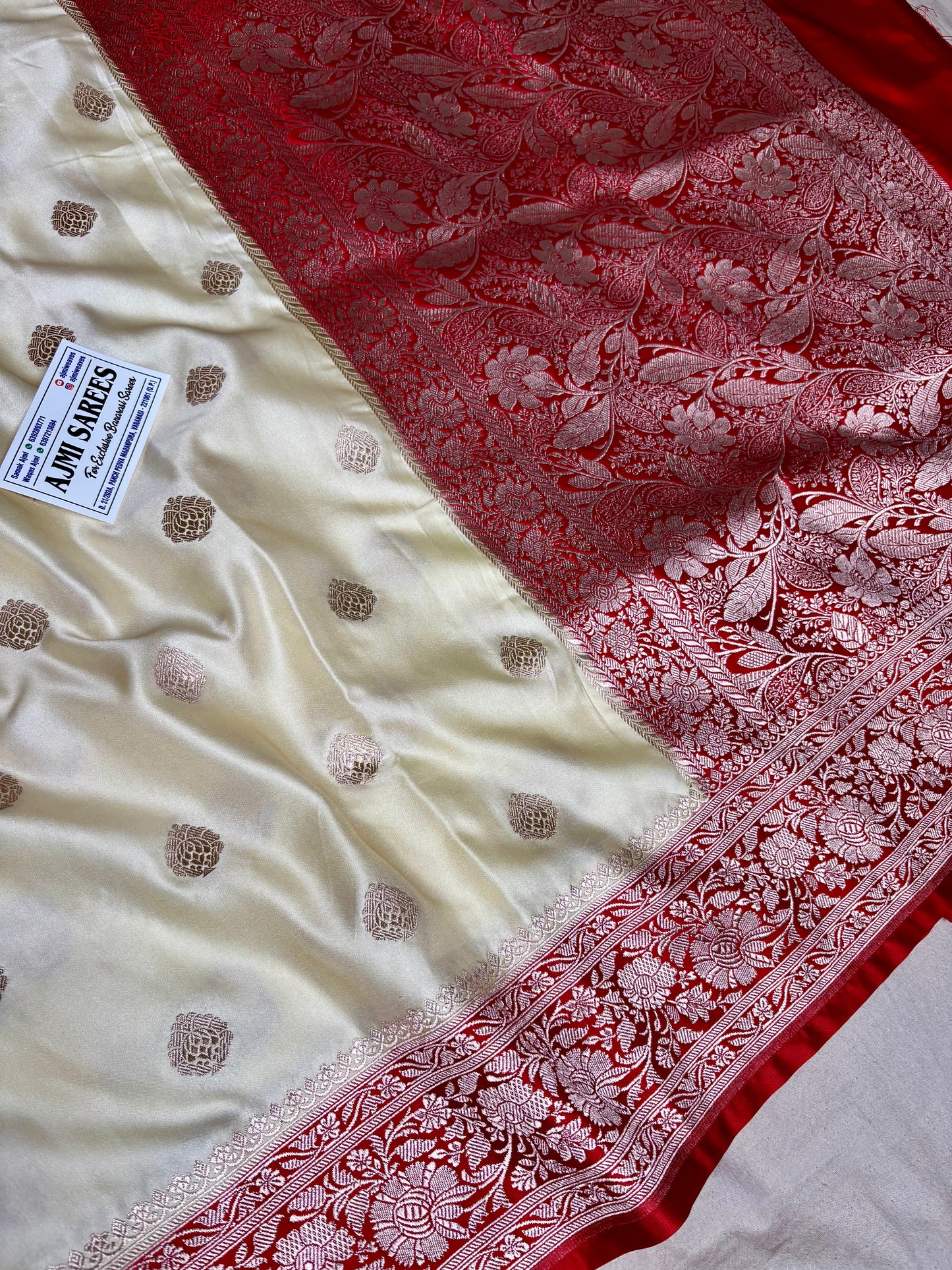 Off White Banarasi Saree for Wedding and Festive Occasions