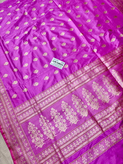 Luxury Handloom Banarasi Saree in Pink with Traditional Kadwa Weaving