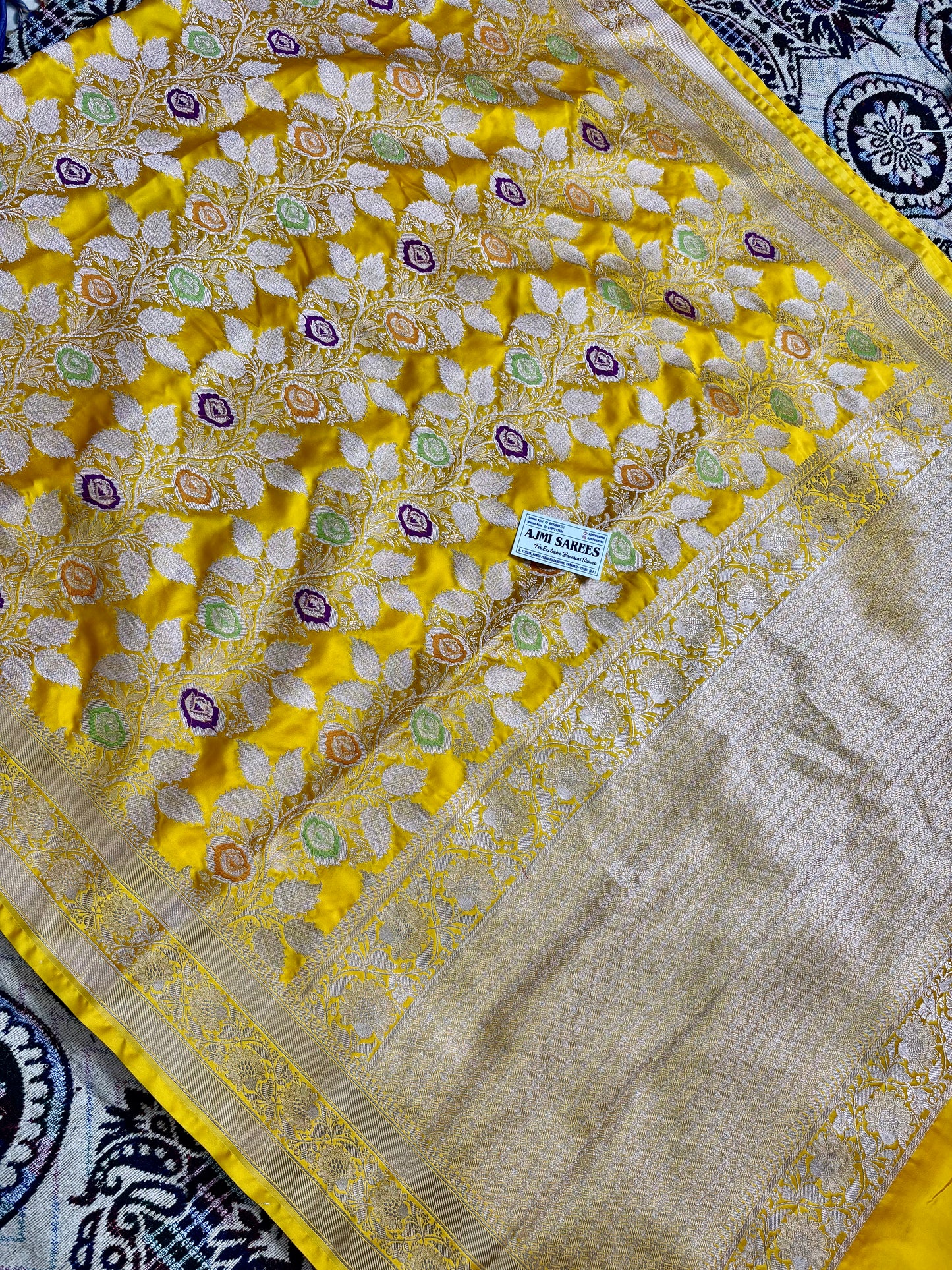 mashru katan silk saree lemon color zari weaving