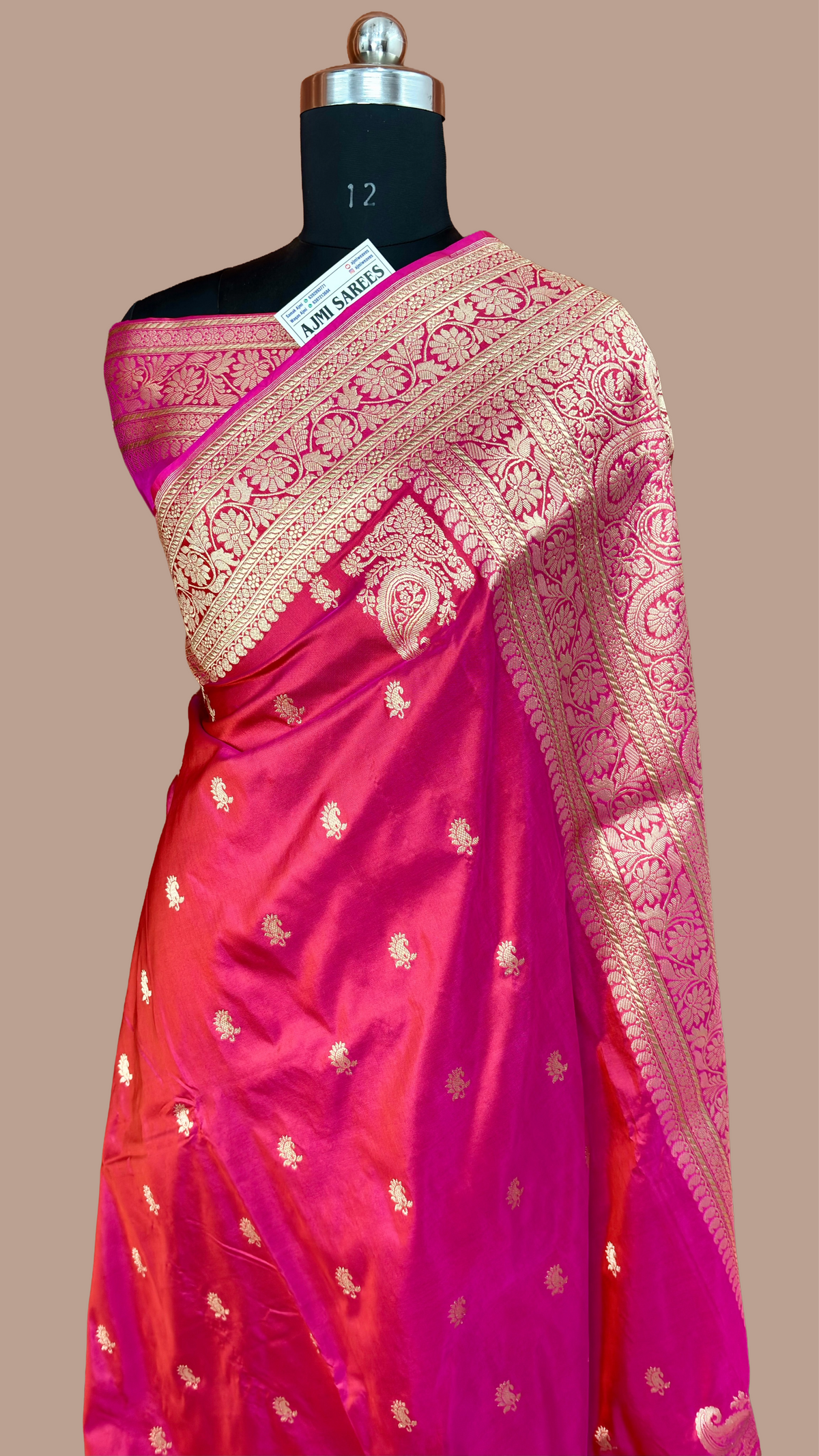 100% Pure Katan Silk Handloom Banarasi Saree – Bloody Red Kadwa Buti with Traditional Koniya