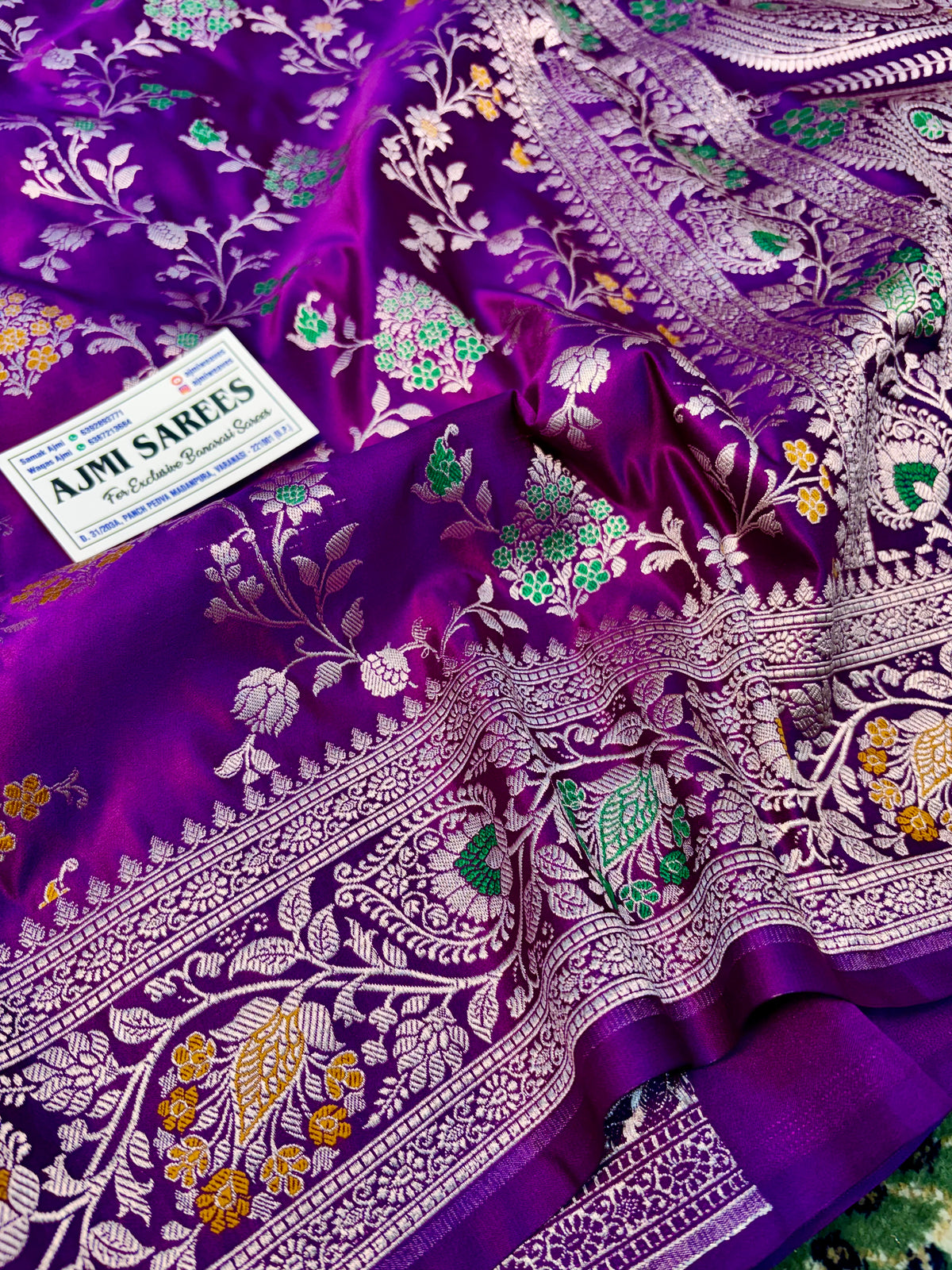 Premium Purple Mashru Katan Silk Banarasi Saree – Meenakari Jaal Banarasi Saree
