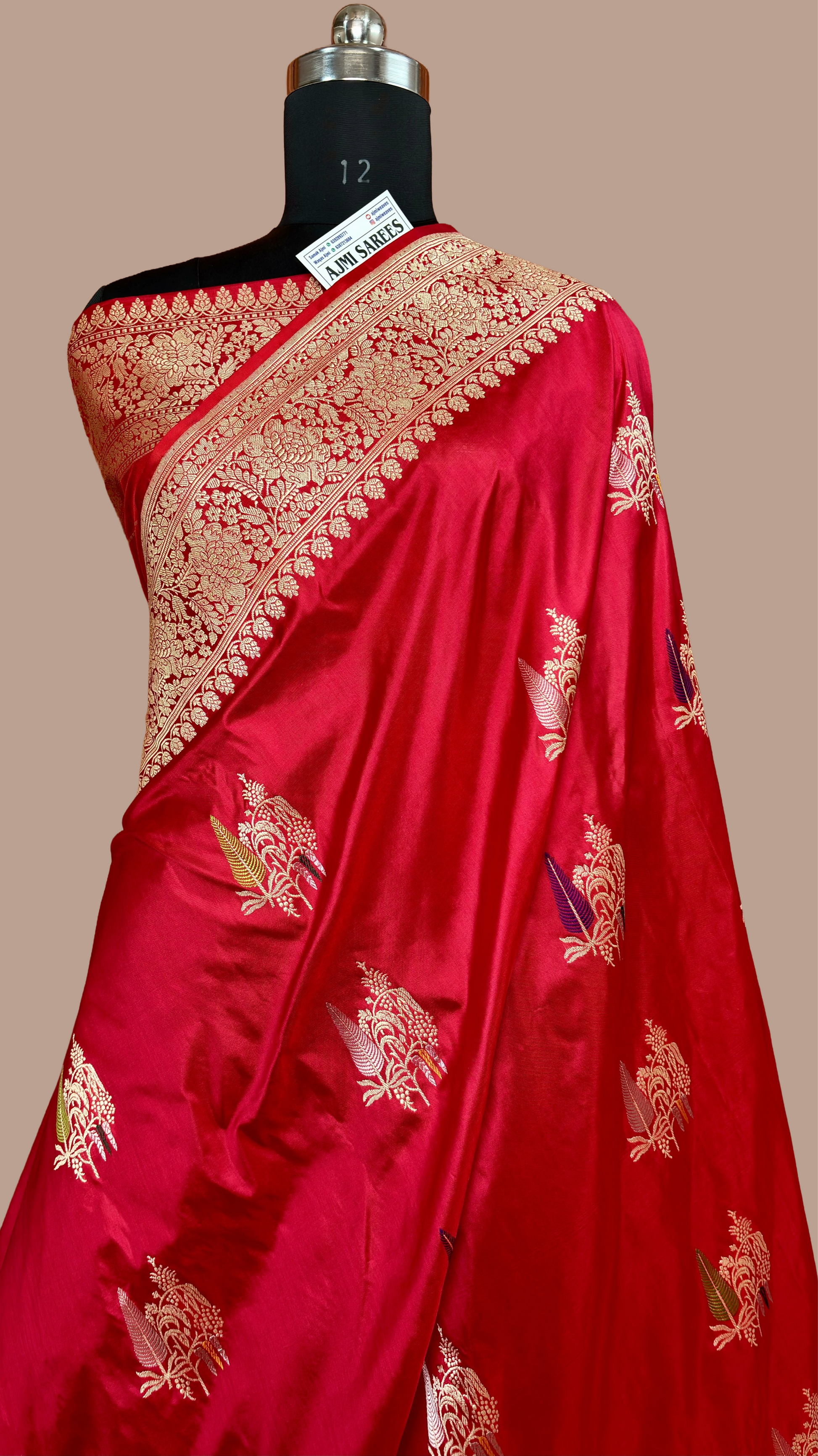 100% Pure Katan Silk Handloom Banarasi Saree – All Over Kadwa Tilfi Buta | Bridal Red Luxury Saree Red Pure Katan Silk Banarasi Saree