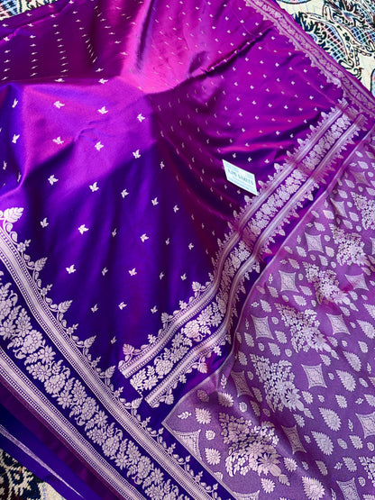 wine purple banarasi saree small zari motifs all over