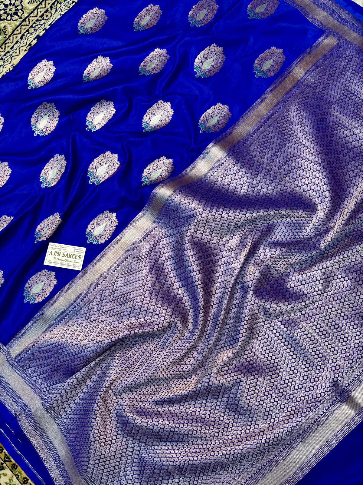 Neeta Ambani Inspired Royal Blue Premium Mashru Katan Silk Banarasi Saree Banarasi Saree