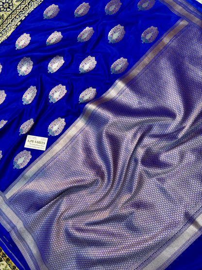 Neeta Ambani Inspired Royal Blue Premium Mashru Katan Silk Banarasi Saree Banarasi Saree