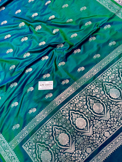 Premium Emerald Green Mashru Katan Silk Banarasi Saree Banarasi Saree
