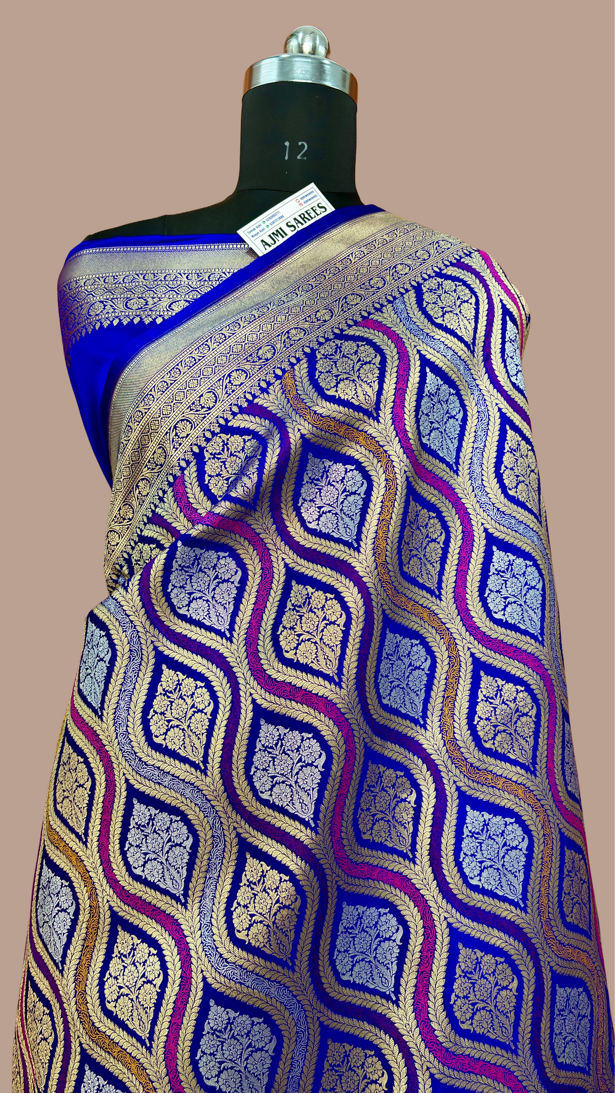 Luxury Royal Blue Mashru Katan Silk Grand Banarasi Saree Banarasi Saree