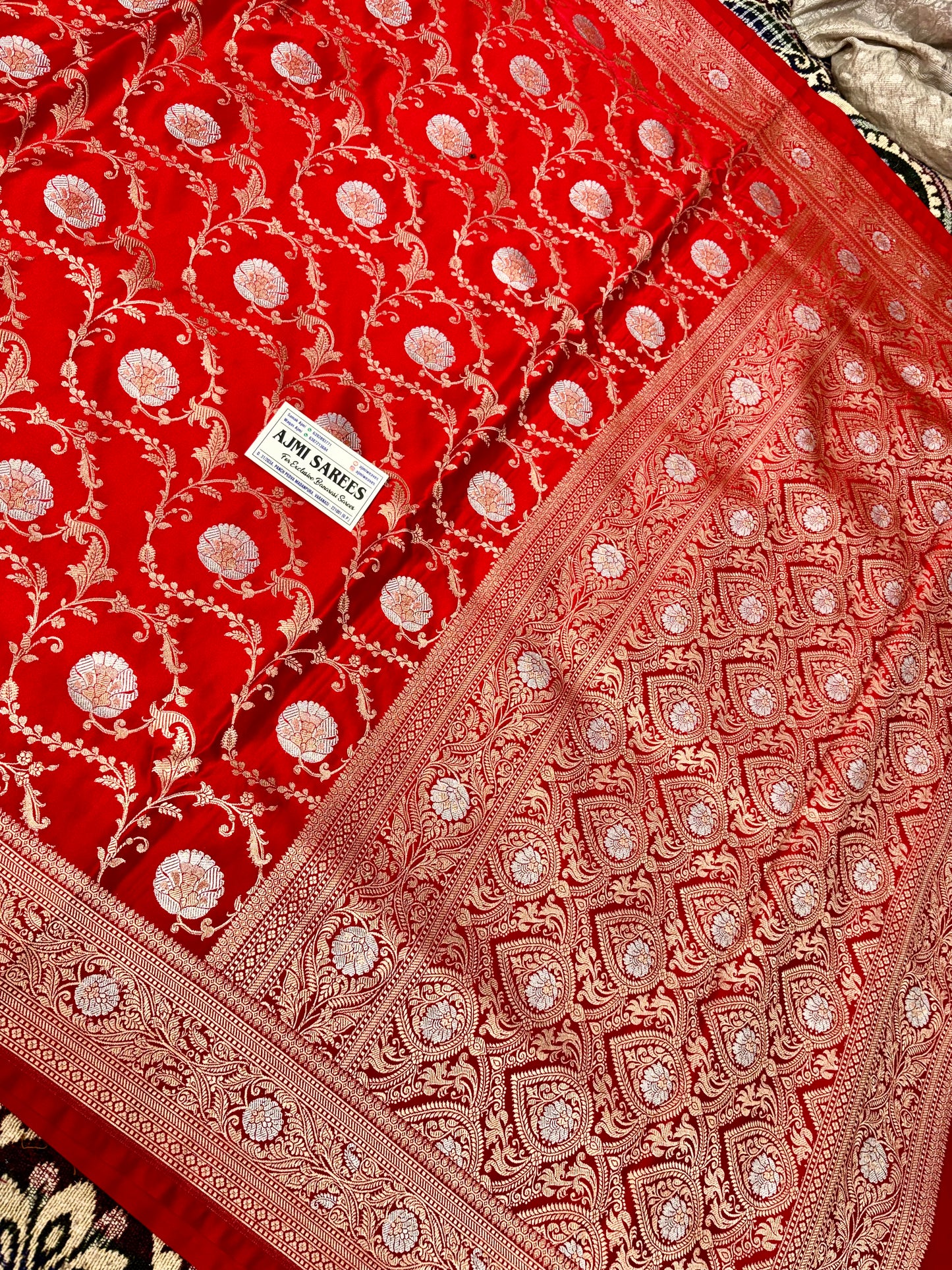 red mashru katan silk banarasi saree sona rupa jaal work