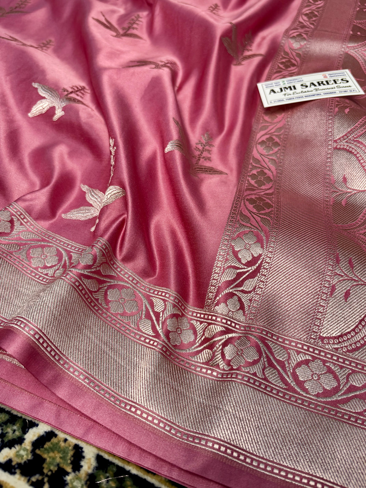 Premium Mashru Katan Silk Banarasi Saree – Onion Pink - All-Over Buta Motifs Banarasi Saree