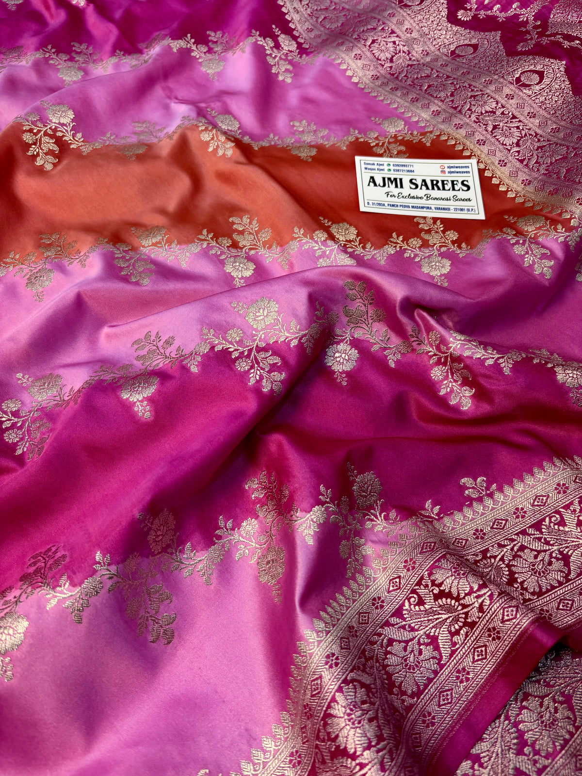 Premium Mashru Katan Silk Pink Rangkat Banarasi Saree Banarasi Saree