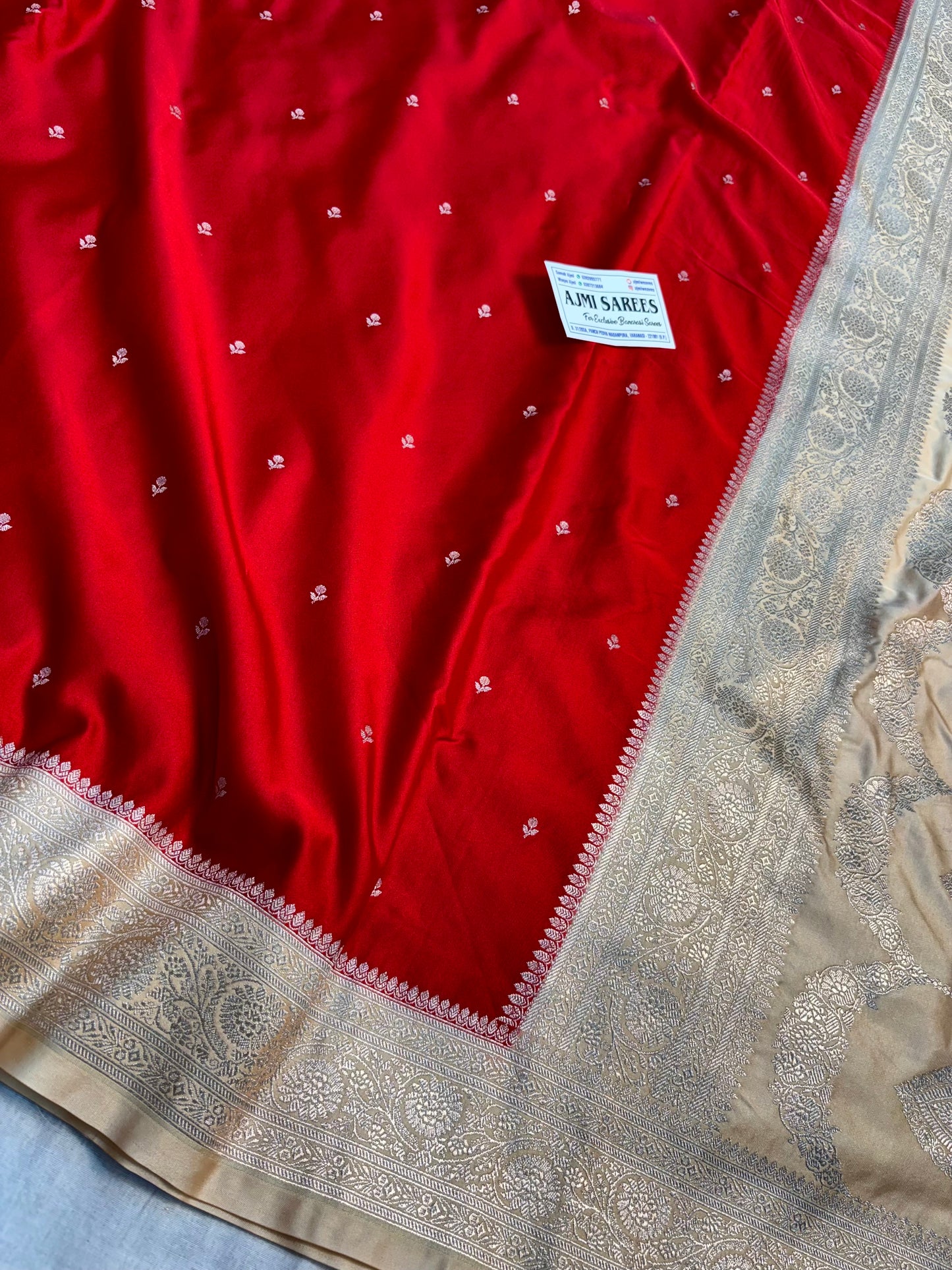 Premium Banarasi saree in dark red and beige colour