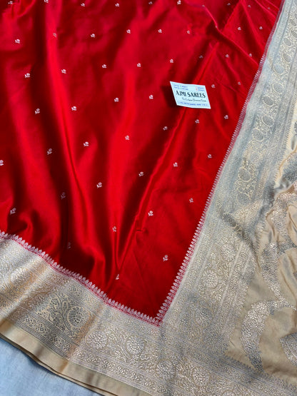 Premium Banarasi saree in dark red and beige colour