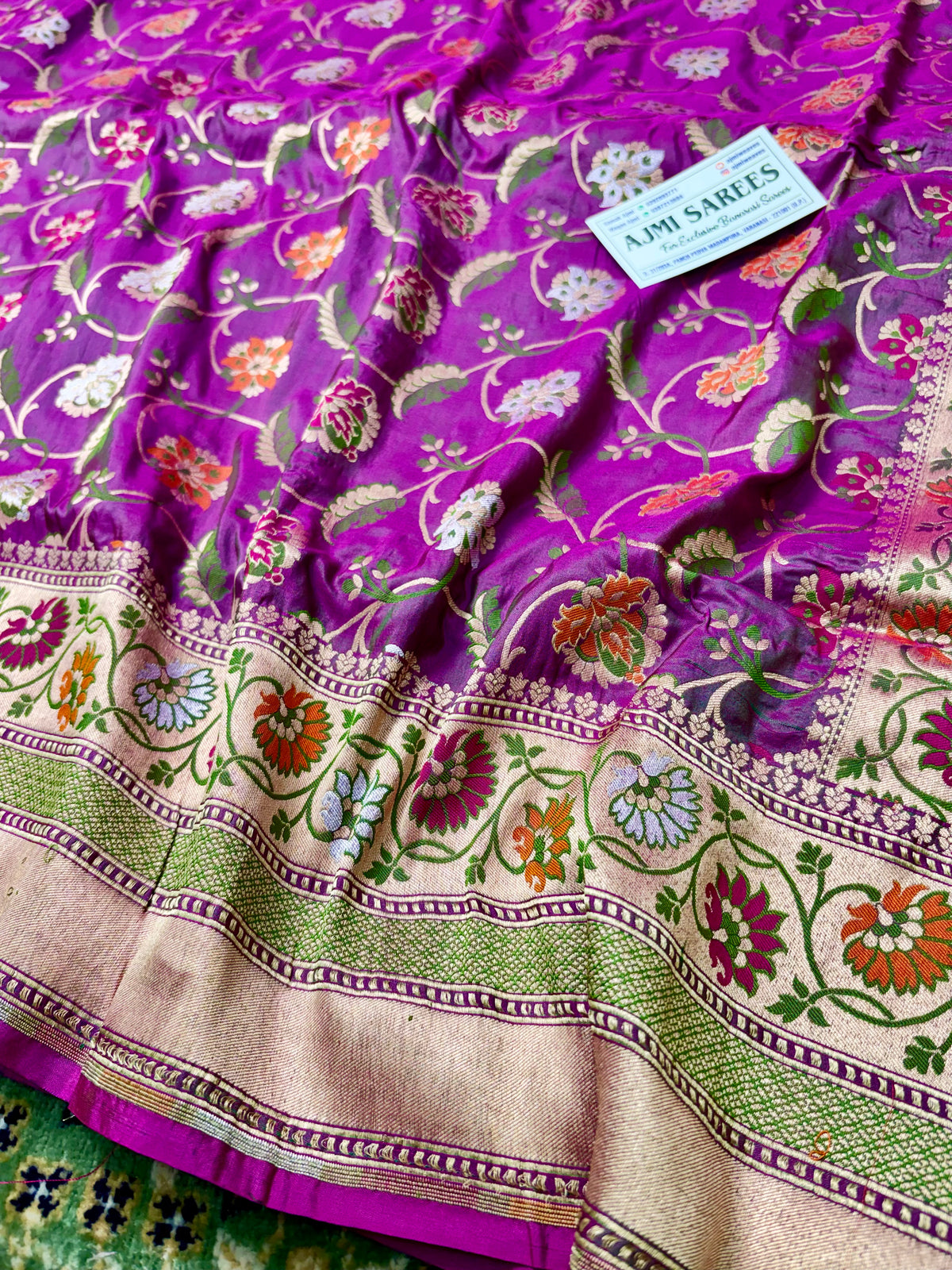 100% Pure Katan Silk Banarasi Tilfi Meenakari Saree – Magenta Banarasi Saree