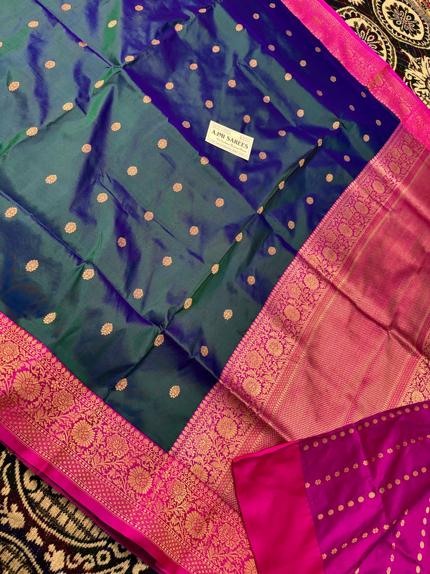 Handwoven Pure Katan Silk Banarasi Saree with All Over Kadwa Booti