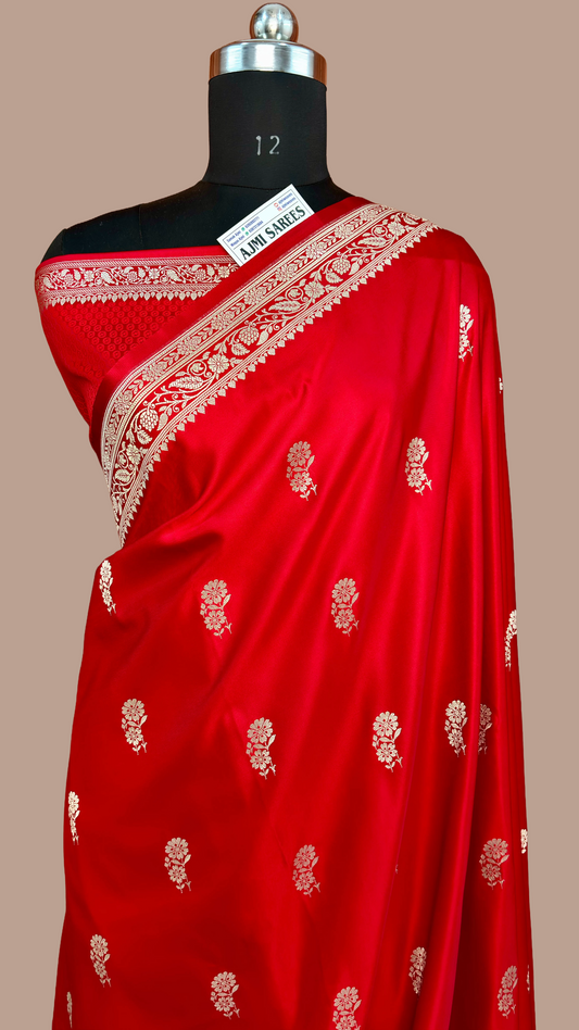 Luxury Mashru Katan silk Banarasi saree for bridal occasions