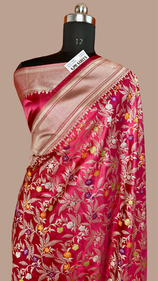 Premium Gajri Pink Mashru Katan Silk Banarasi Saree Banarasi Saree