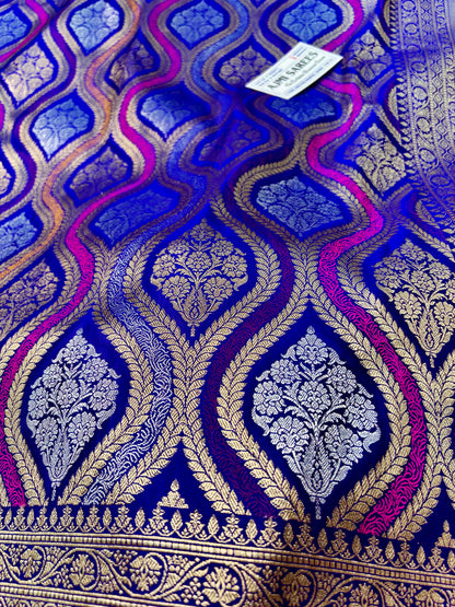 Luxury Royal Blue Mashru Katan Silk Grand Banarasi Saree Banarasi Saree