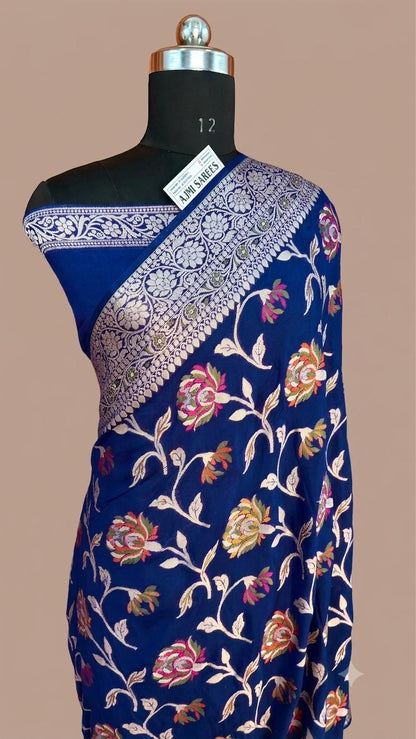 Purple Pure Khaddi Chiffon Banarasi Tilfi Saree | Tilfi Floral Jaal