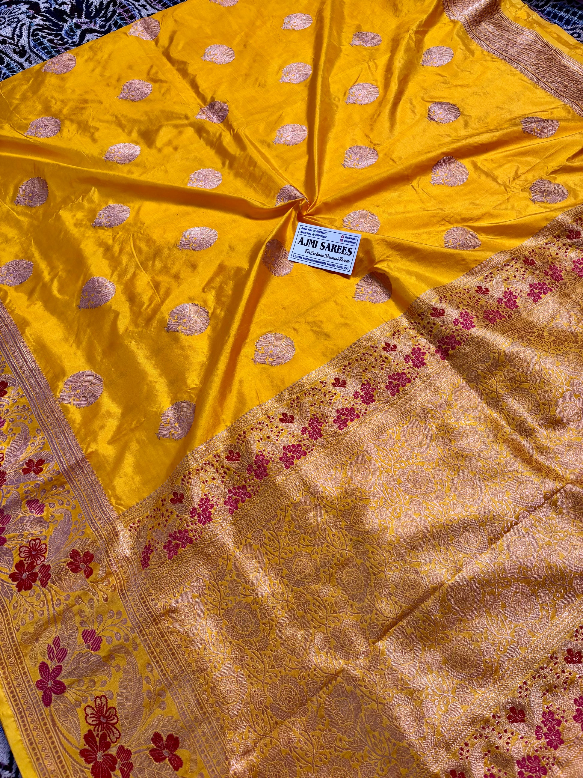 Varanasi handwoven pure katan silk saree with zari kadwa boota