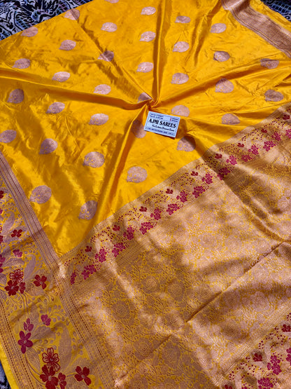 Varanasi handwoven pure katan silk saree with zari kadwa boota