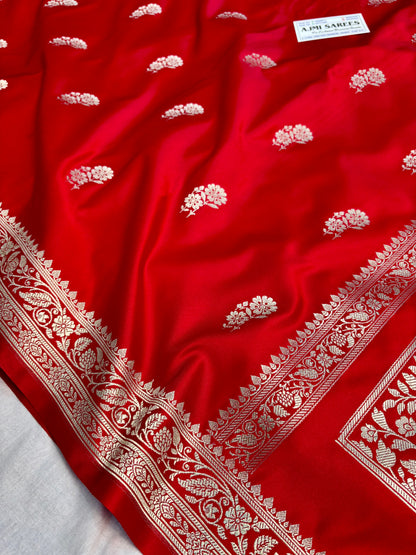 Royal red wedding Banarasi saree with golden zari work