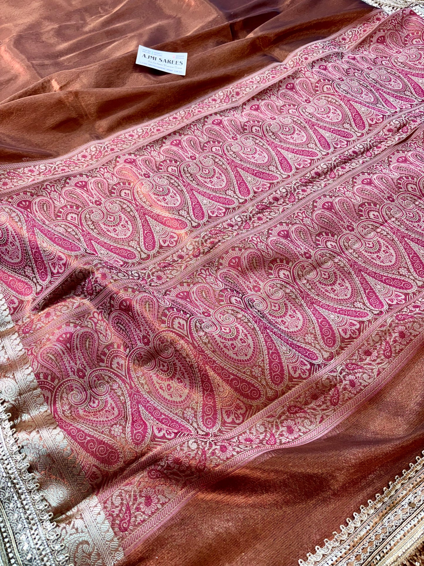 Premium Rust Orange Saree with Lace Work Borders