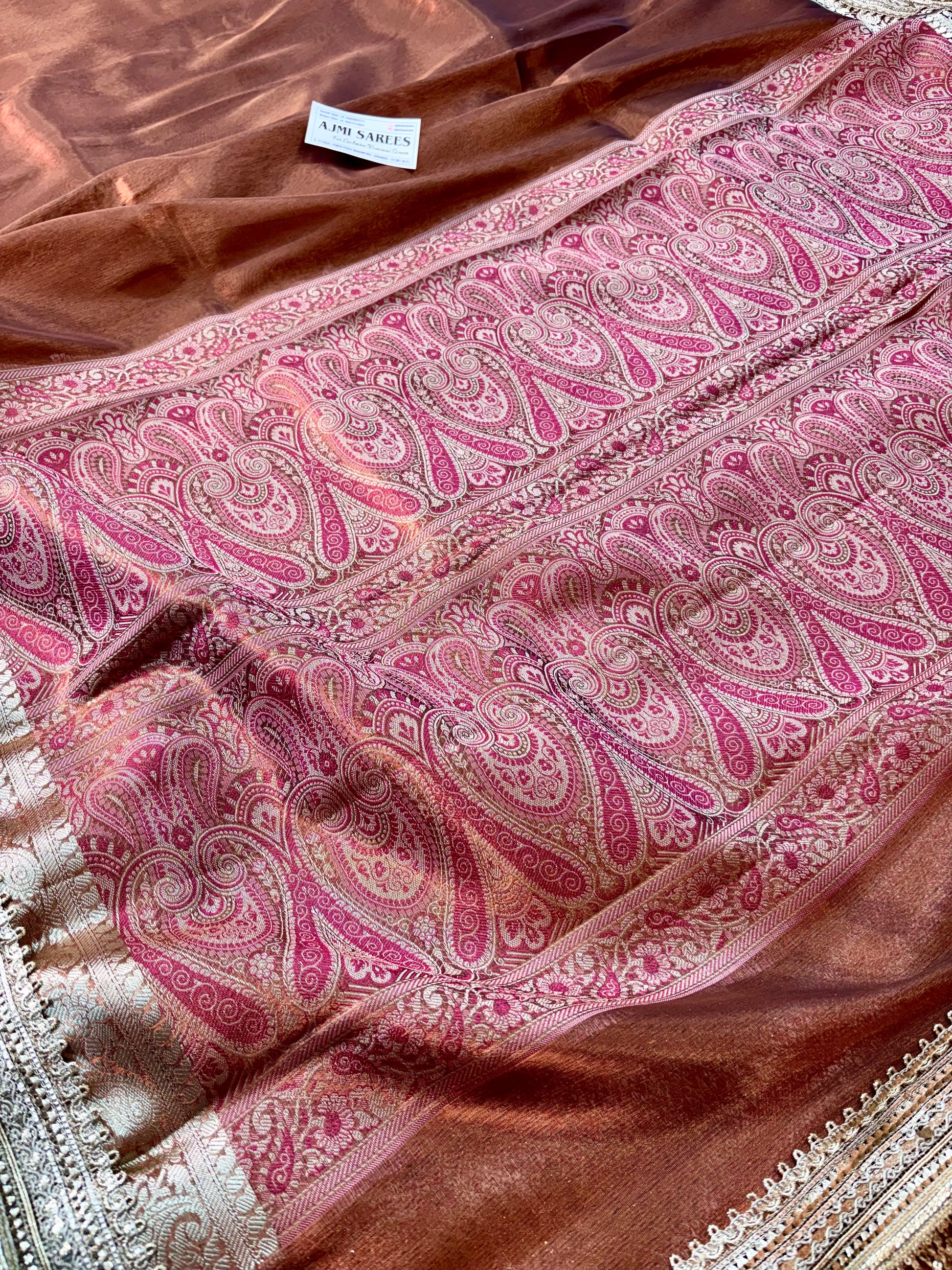 Premium Rust Orange Saree with Lace Work Borders