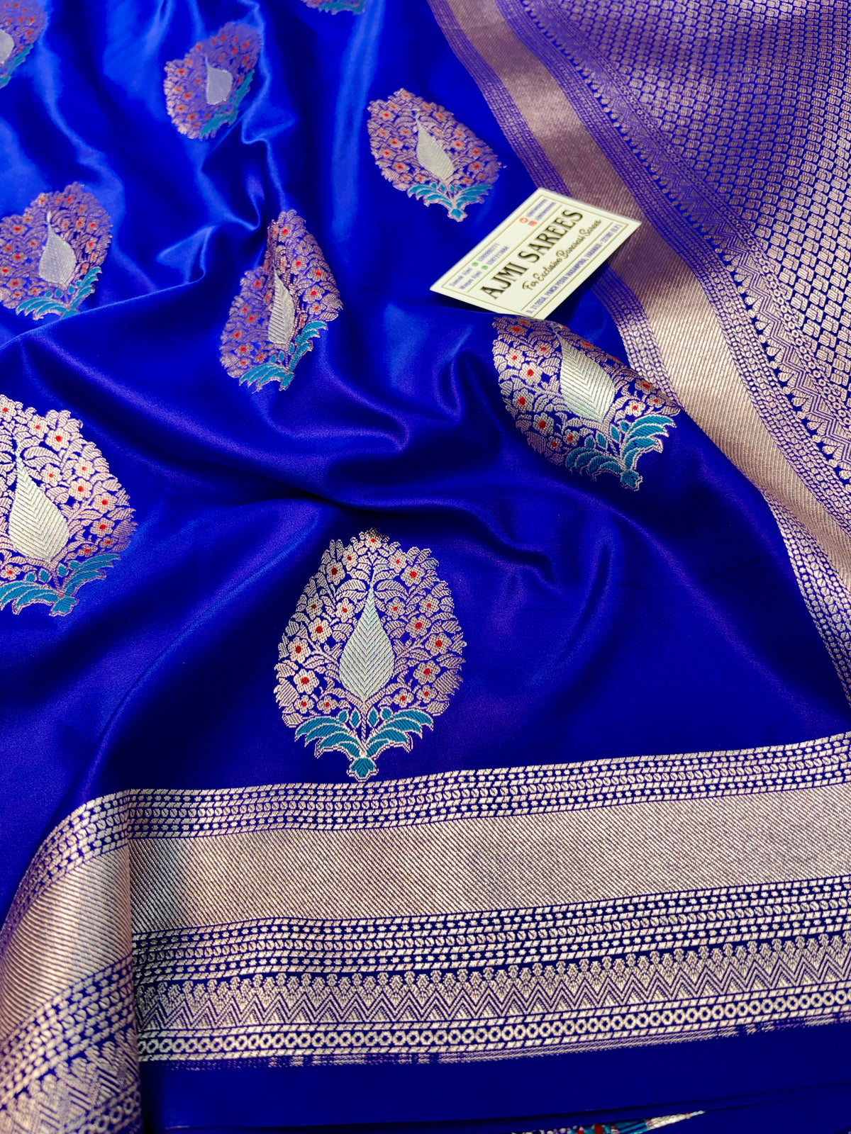 Neeta Ambani Inspired Royal Blue Premium Mashru Katan Silk Banarasi Saree Banarasi Saree
