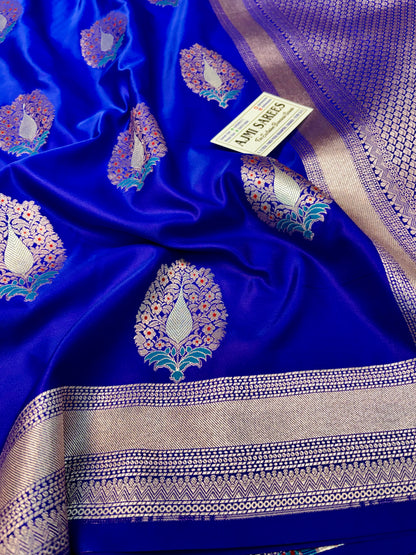 Neeta Ambani Inspired Royal Blue Premium Mashru Katan Silk Banarasi Saree Banarasi Saree