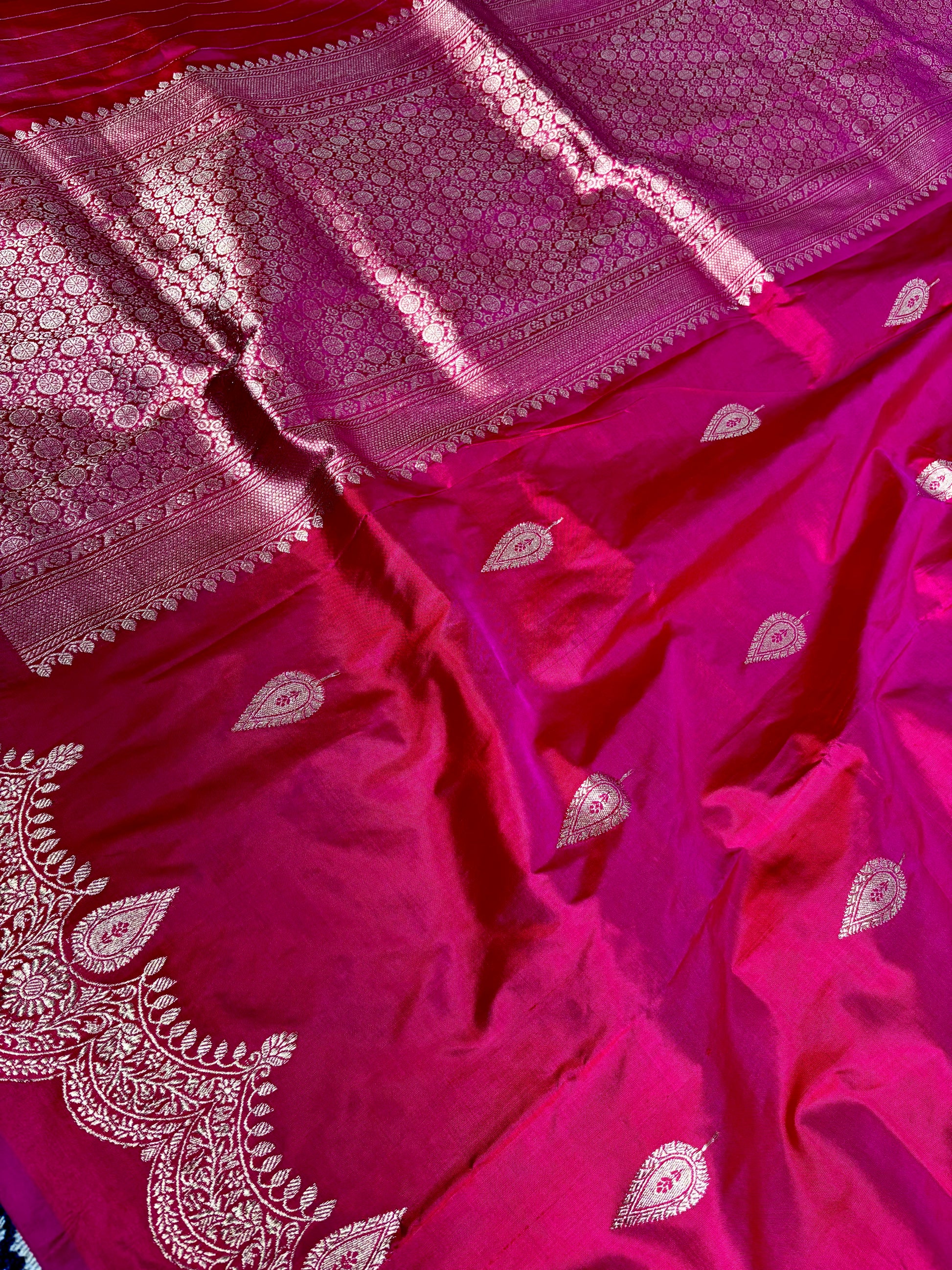 Luxury pure katan silk banarasi saree with zari border varanasi handloom