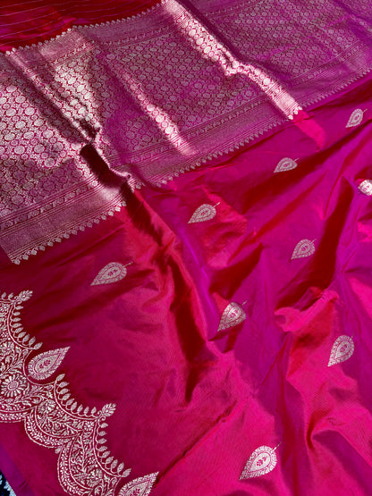 Luxury pure katan silk banarasi saree with zari border varanasi handloom