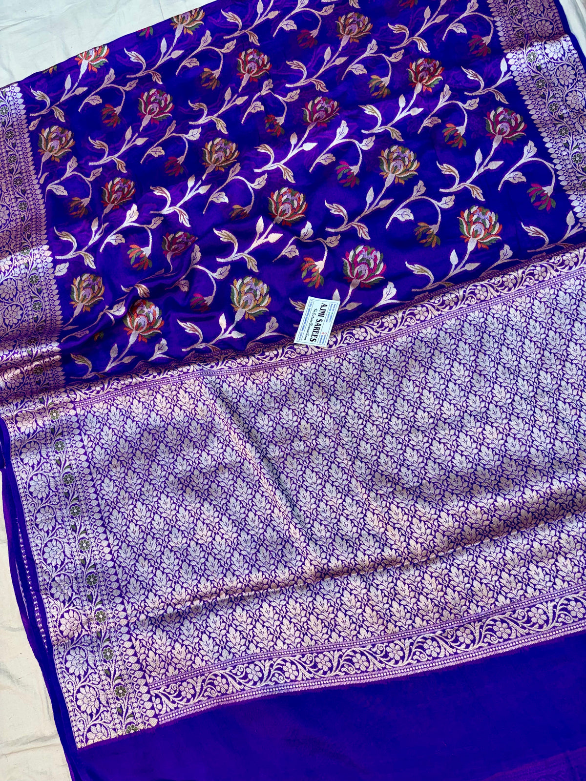 Luxury purple Banarasi Tilfi saree for weddings and festive wear