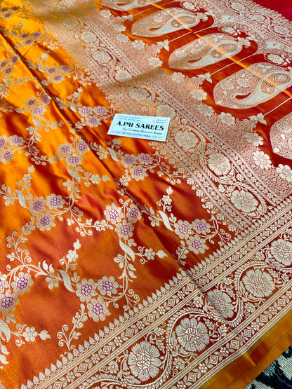 Designer Mashru silk Banarasi saree with rich zari pallu and border